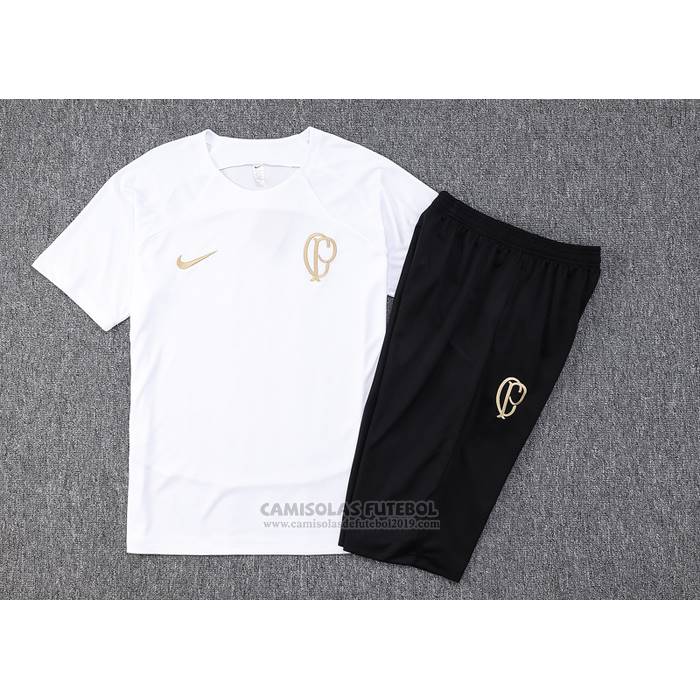 Fato de Treino Corinthians Manga Curta 2023-2024 Branco - Calcas Curta